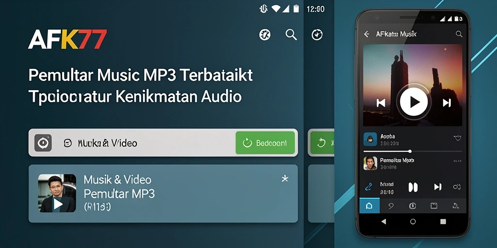 Tampilan antarmuka aplikasi Pemutar MP3 AFK77 yang elegan dan fungsional.