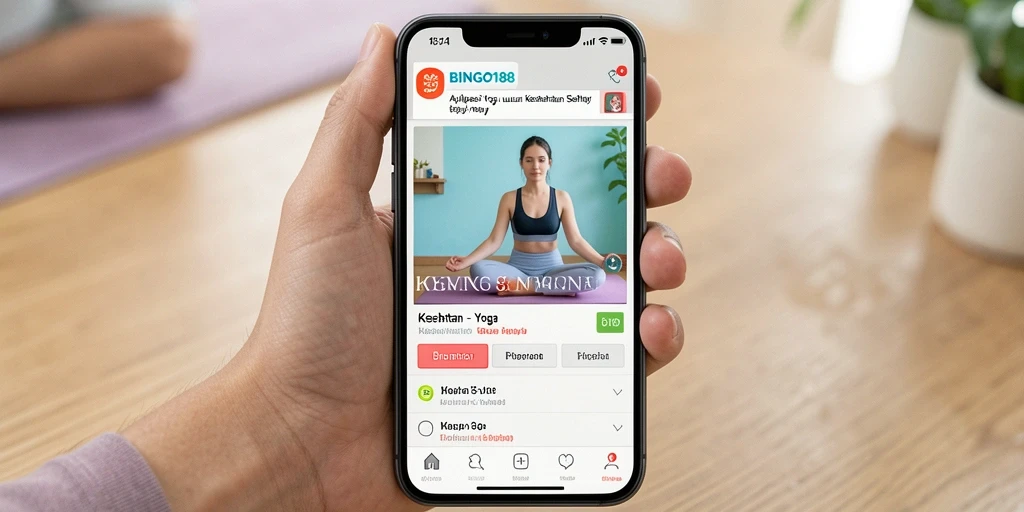 Antarmuka aplikasi BINGO188 dengan panduan yoga sederhana dan intuitif.