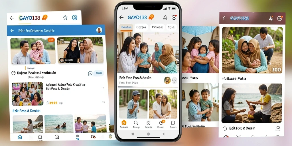 Tampilan antarmuka GAYO138 yang menarik dan fungsional untuk kolase foto.