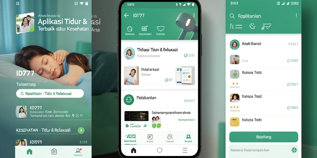 Antarmuka aplikasi ID777 yang menampilkan fitur Tidur & Relaksasi.
