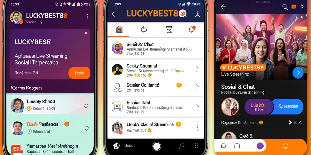 Antarmuka utama LUCKYBEST88 yang memukau dengan fungsi Live Streaming yang interaktif.