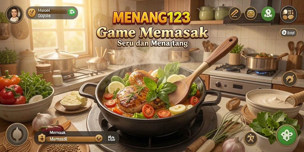 Tampilan antarmuka permainan Memasak yang menarik dan interaktif.