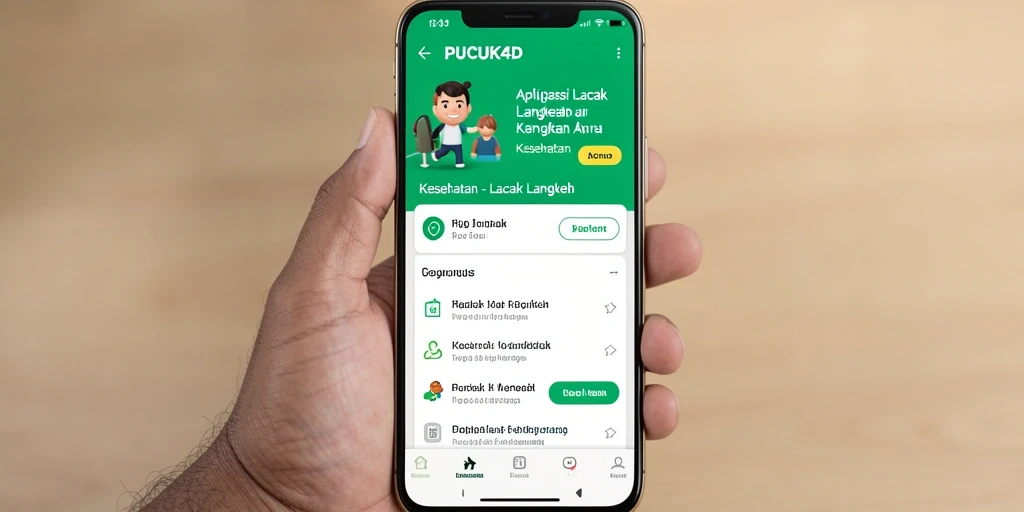 Tampilan antarmuka PUCUK4D yang menunjukkan pelacakan langkah harian.