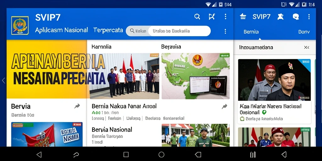 Tampilan antarmuka aplikasi SVIP7 dengan berita nasional terkini.