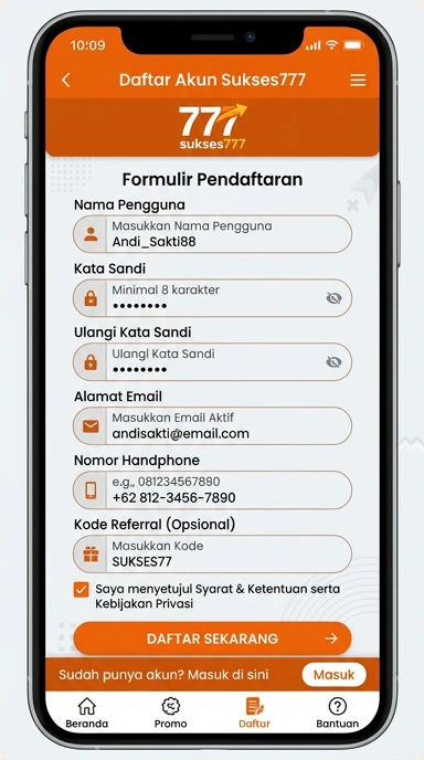 Panduan Daftar Akun Baru Sukses777 Secara Mudah